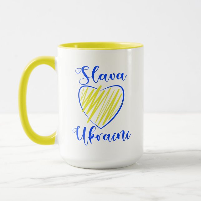 Taza Slogan Slava Ukraini Glory to Ukraine heart   (Izquierda)