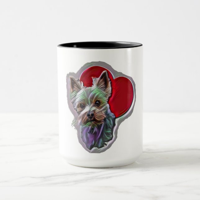 Taza Small Blue Gold PopArt Yorkshire Yorkie Terrier (Centro)