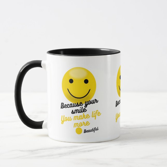 Taza Smiley Inspirational Quote Mug – Because Your Smil (Izquierda)