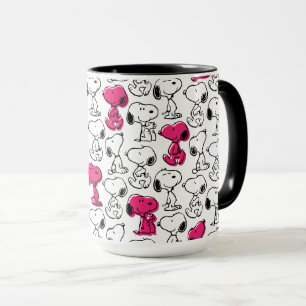 Taza Snoopy Black & Magenta Pattern