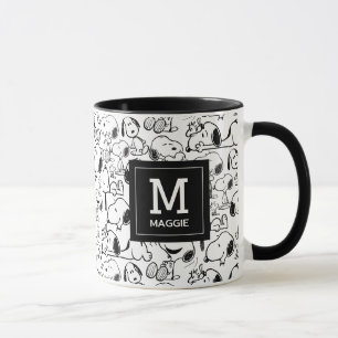 Taza Snoopy Smile Giggle Laugh   Añadir inicial y nombr