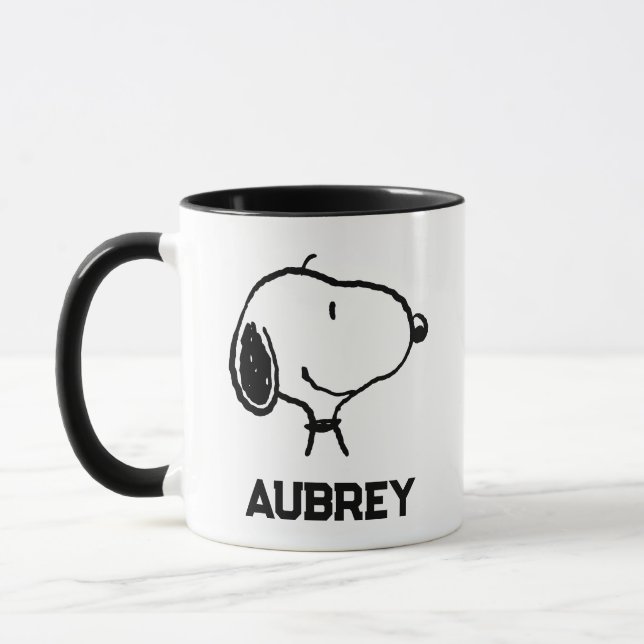 Taza Snoopy Smile Giggle Laugh | Añadir su nombre (Izquierda)