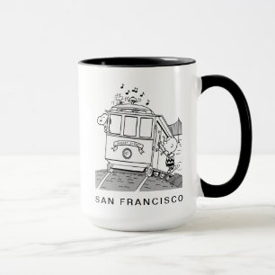 Taza Snoopy, Woodstock y Charlie Brown en un tranvía