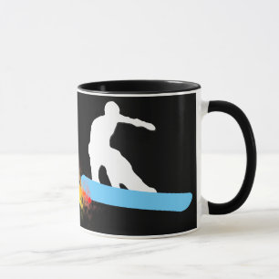 Taza snowboard. arco iris