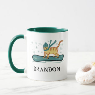 Taza Snowboard Tabby Cat PERSONALIZAR IT