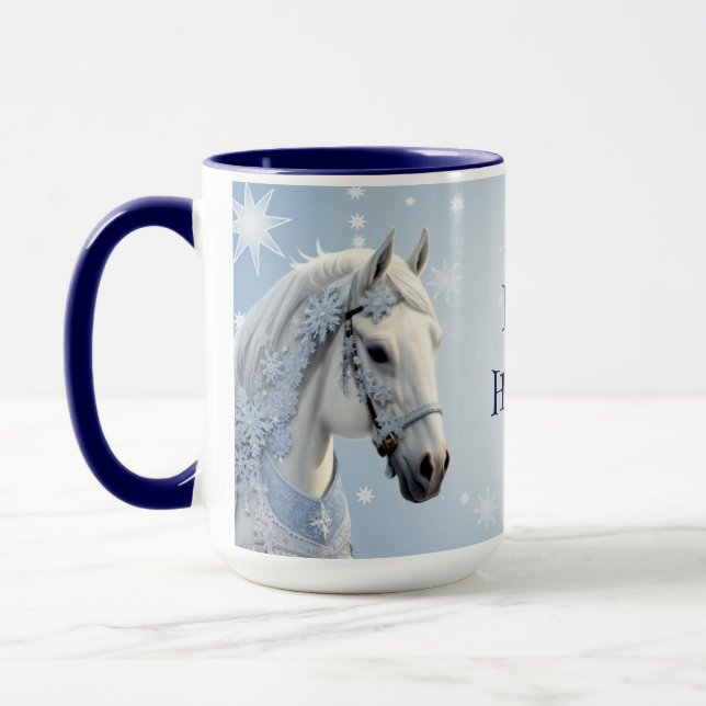 Taza Snowflakes Navidades de vacaciones en caballos Mug (Izquierda)