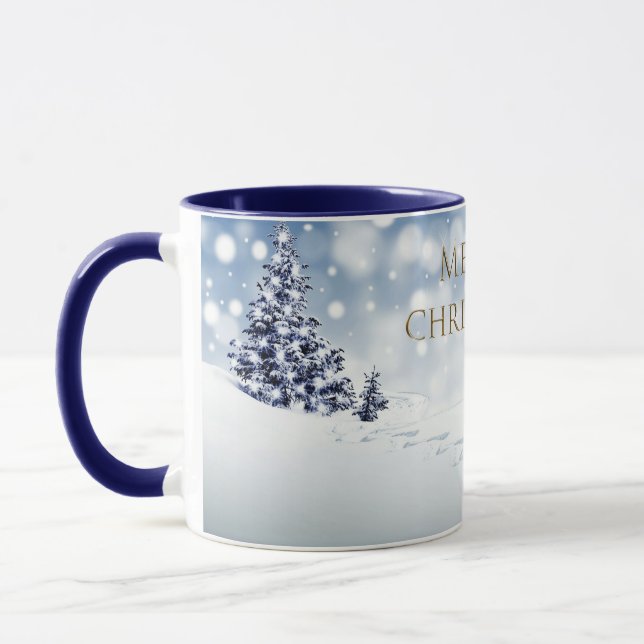Taza Snowley Forest Red Fox Feliz Navidad Contemporánea (Izquierda)