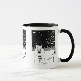 Taza snowman blanco y negro vestido para navidades