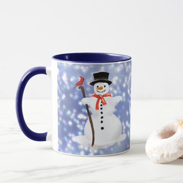 Taza Snowman chocolate caliente (Con donut)