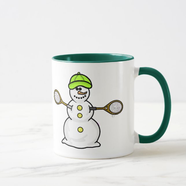Taza Snowman con raquetas de tenis Navidad Mug (Derecha)