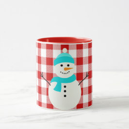 Taza Snowman en plaid