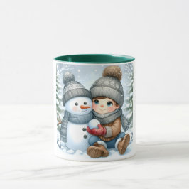 Taza Snowman y amigos Navidades mug