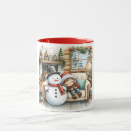 Taza Snowman y amigos Navidades mug