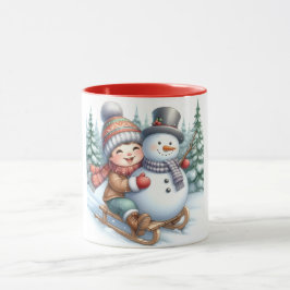 Taza Snowman y amigos Navidades mug