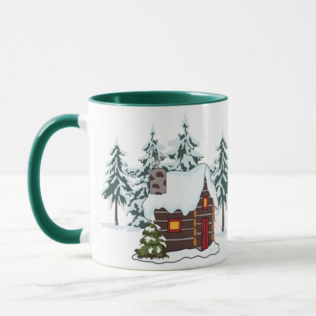 Taza Snowy Cabin Scene (Izquierda)