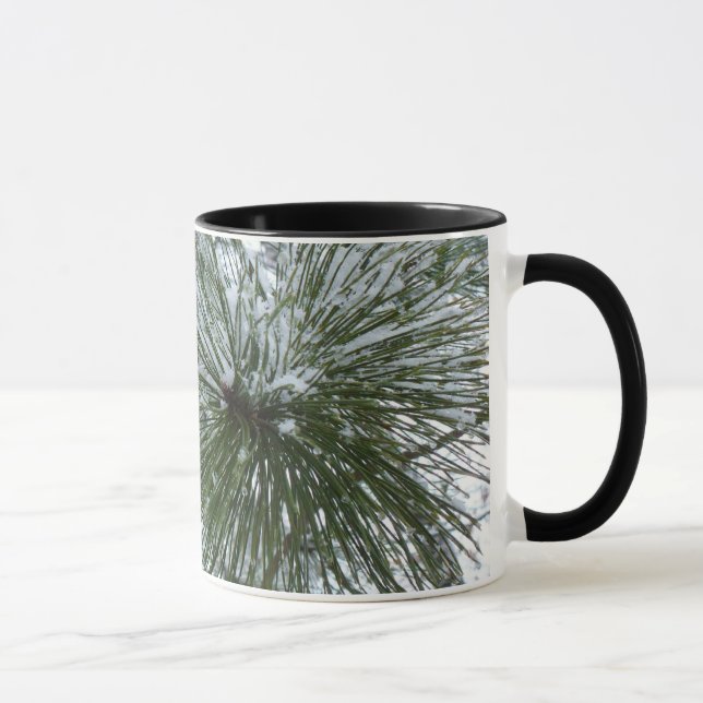 Taza Snowy Pine Needles Winter Nature Photography (Derecha)