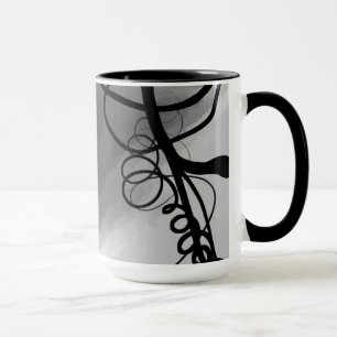 Taza Sobre la rejilla: Resumen gris, negro y blanco