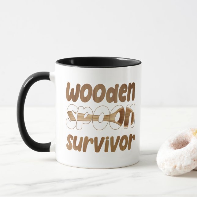 Taza Sobreviviente de cuchara de madera divertida expre (Con donut)