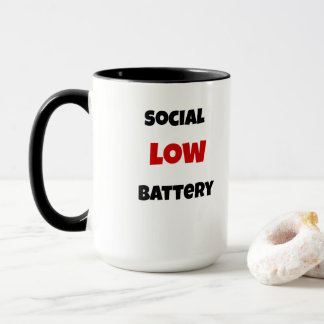 Taza Social Battery Low Funny Coffee Mug -Black&White