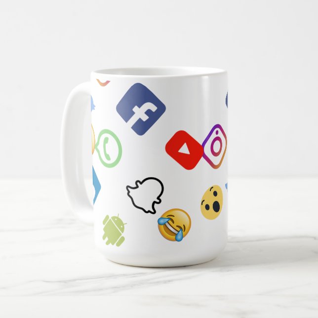 Taza social de los iconos de los medios (Anverso izquierdo)