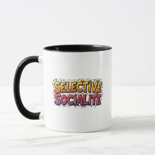 Taza Socialité Selectiva Introvertido Divertido Cómic R