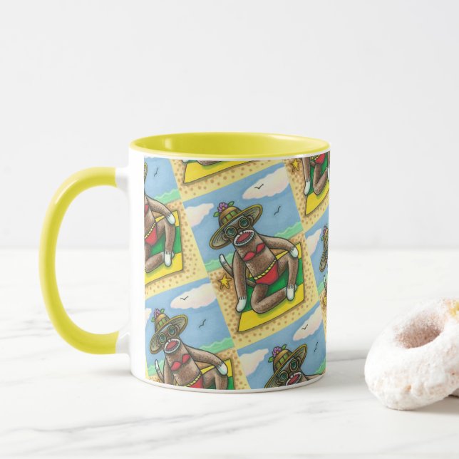 TAZA SOCK MONKEY RED BIKINI, EN EL PERSONALIZADO DE LA  (Con donut)
