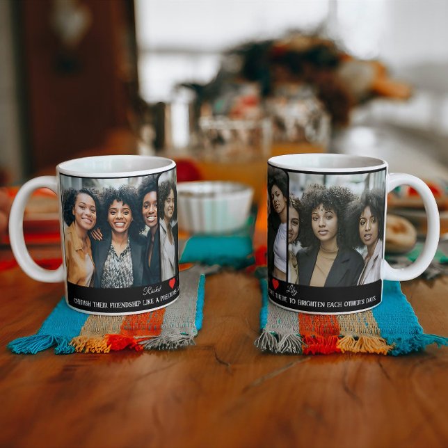 Taza Sofisticadas 3 Hermanas Fotográficas y Almas Citas (photo collage birthday mug, photo collage coffee mug, personalised photo collage coffee mug, 	custom)