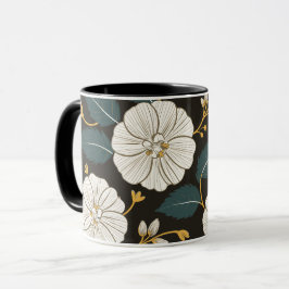 Taza Sofisticado patrón floral con floros blancos