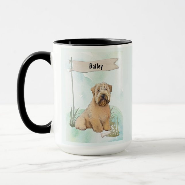 Taza Soft Coated Wheaten Terrier Watercolor Personalize (Izquierda)
