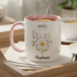 Taza Soft Daisy Birth Flower – Personalized April Gift
