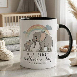 Taza Soft Elephant Mom Baby First Mothers Day Calm Love
