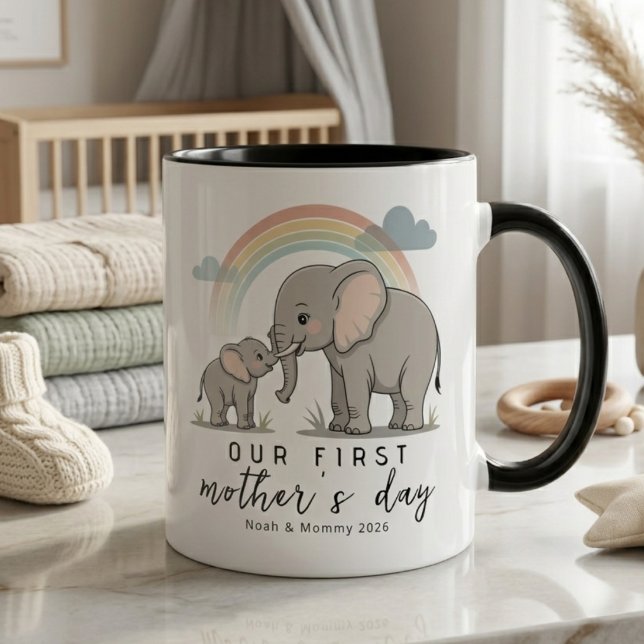 Taza Soft Elephant Mom Baby First Mothers Day Calm Love (Subido por el creador)