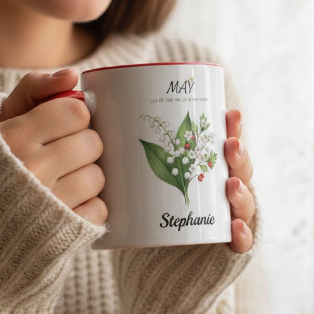 Taza Soft Lily of the Valley – May Birth Month (Soft Botanical Lily of the Valley – May Birth Month Gift mug)