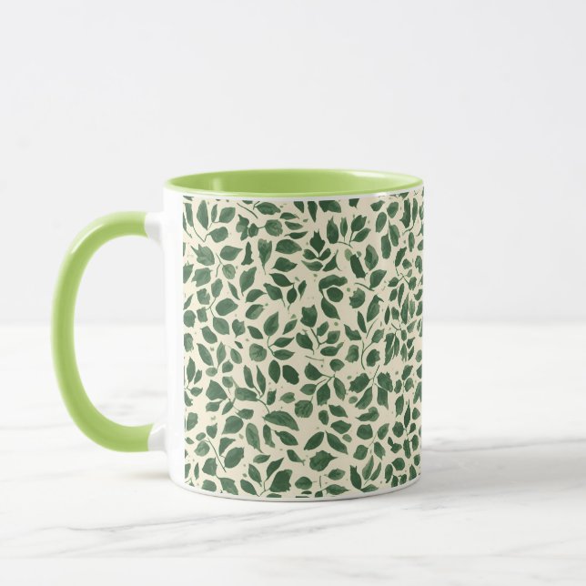 Taza Soft Sage Green Botanical Leaf Foliage Pattern (Izquierda)