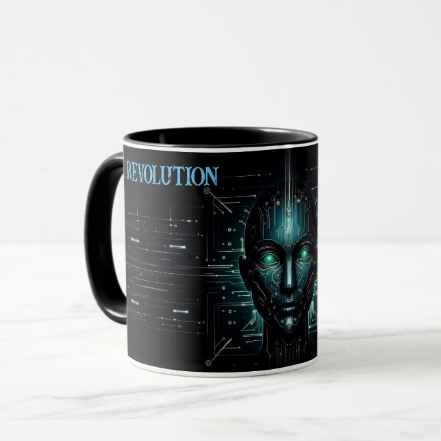 Taza Software de tecnología de IA robótica verde modern (Anverso izquierdo)