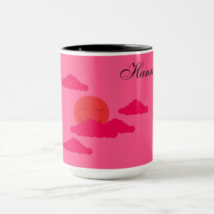 Taza Sol de Naranja Poniéndose en un Cielo Rojo: