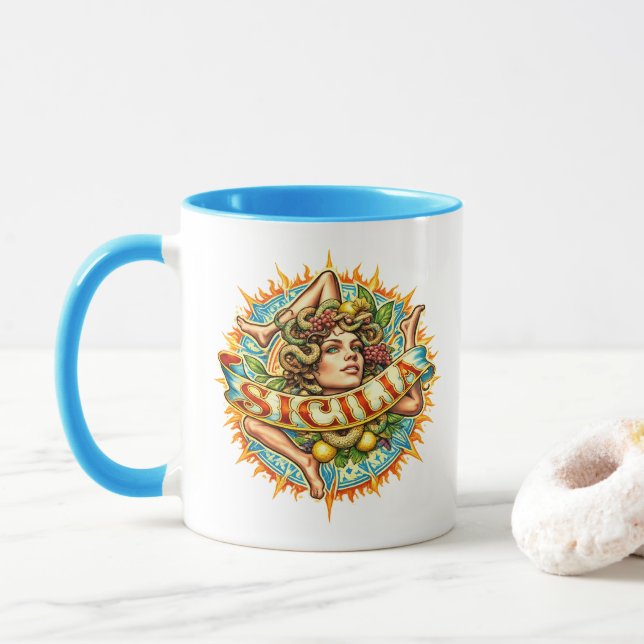 Taza Sol de Sicilia Trinacria (Con donut)
