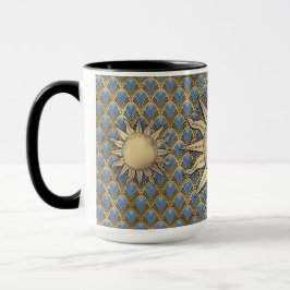 Taza Sol dorado Art Deco e inicial
