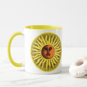 Taza Sol Hippie Feliz Sonriente Amarillo Celestial Vint