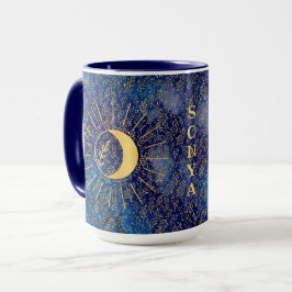 Taza Sol y luna celestes personalizados 15 oz Mug