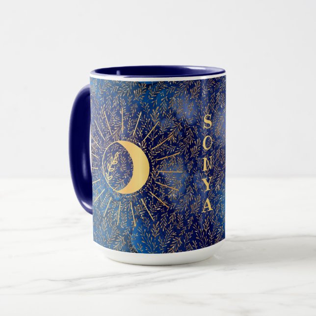 Taza Sol y luna celestes personalizados 15 oz Mug (Anverso izquierdo)