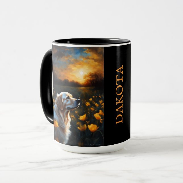 Taza Solar Eclipse Golden Retriever Add Name (Anverso izquierdo)
