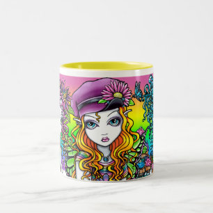 Taza soleada de las hadas del arco iris del