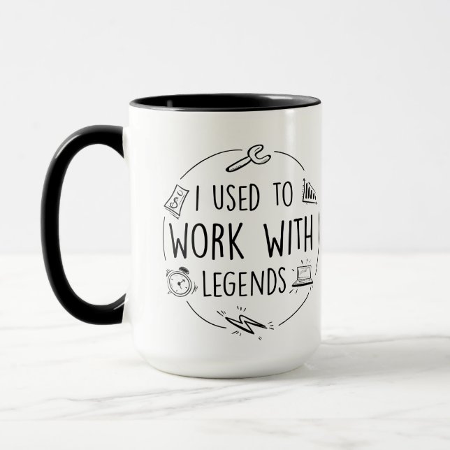 Taza Solía trabajar con la leyenda, el retiro (Izquierda)