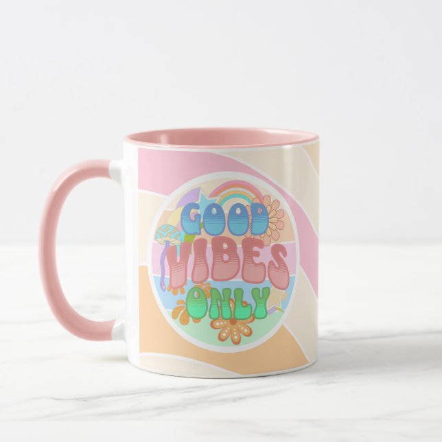 Taza Sólo buenas vibraciones | Retro Vintage (Izquierda)