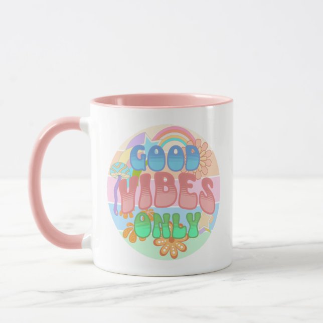 Taza Sólo buenas vibraciones | Retro Vintage (Izquierda)