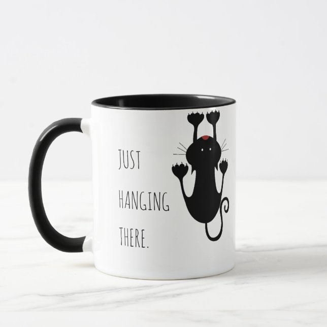 Taza Sólo colgando ahí personalizado negro texto divert (Izquierda)