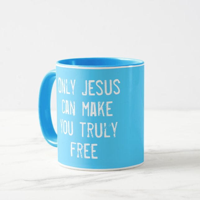 Taza Sólo Jesús Puede Hacer Que El Cristiano Libre Sea  (Anverso izquierdo)