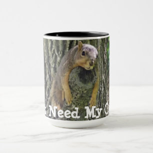 Taza Solo Necesito Mi Café, Sleepy Squirrel Mug