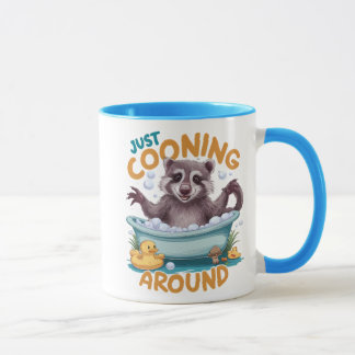 Taza Sólo planchado, juguetón Raccoon tiempo de baño Av